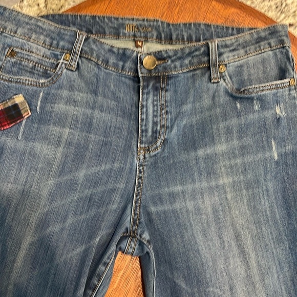 KFTK Catherine Boyfriend Plaid Patch Jean - Picture 8 of 11